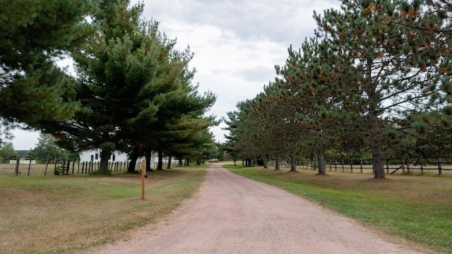 view of street with a rural view