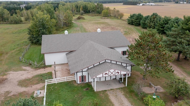 aerial view with a rural view