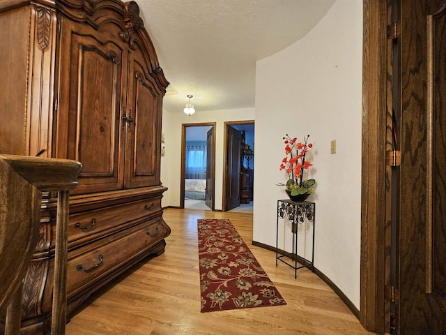 entrance foyer featuring a textured ceiling and light hardwood / wood-style floors