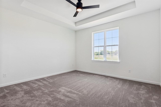 508 Hickory Hollow Rd Unit 0202, Waterford, WI 53185 - spare room with dark carpet, ceiling fan, and a raised ceiling