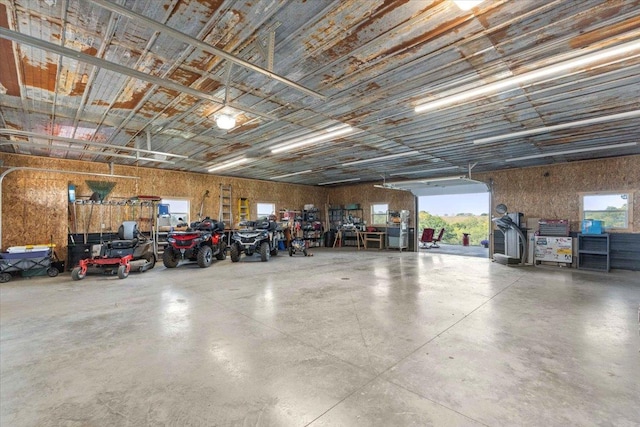 garage featuring a workshop area