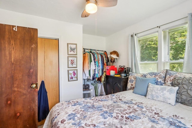 bedroom featuring ceiling fan