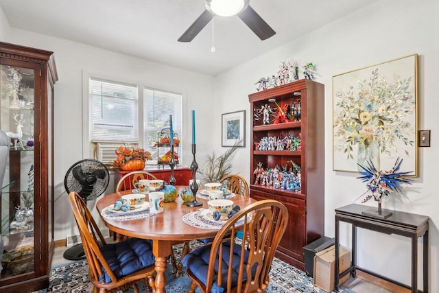 dining area featuring ceiling fan