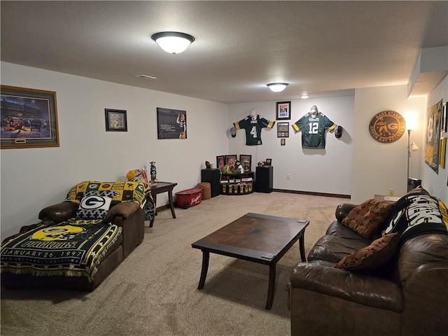 living room featuring carpet flooring