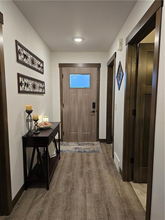 doorway to outside featuring hardwood / wood-style floors