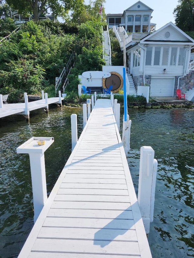 view of dock featuring a water view