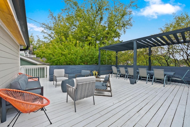 wooden deck featuring outdoor lounge area