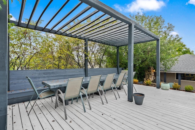 wooden terrace featuring a pergola