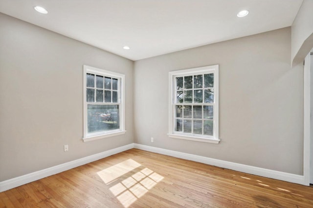 empty room with light hardwood / wood-style flooring and a wealth of natural light