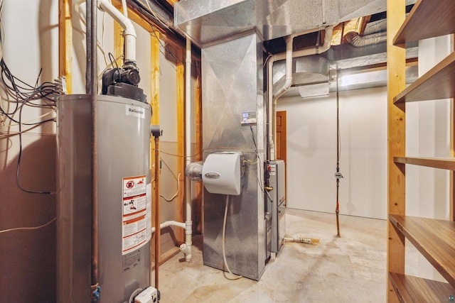 utility room with water heater