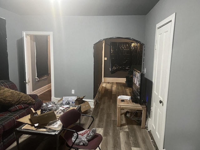 misc room with dark hardwood / wood-style floors