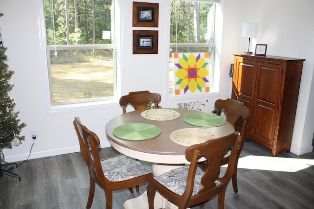 dining space featuring dark hardwood / wood-style flooring