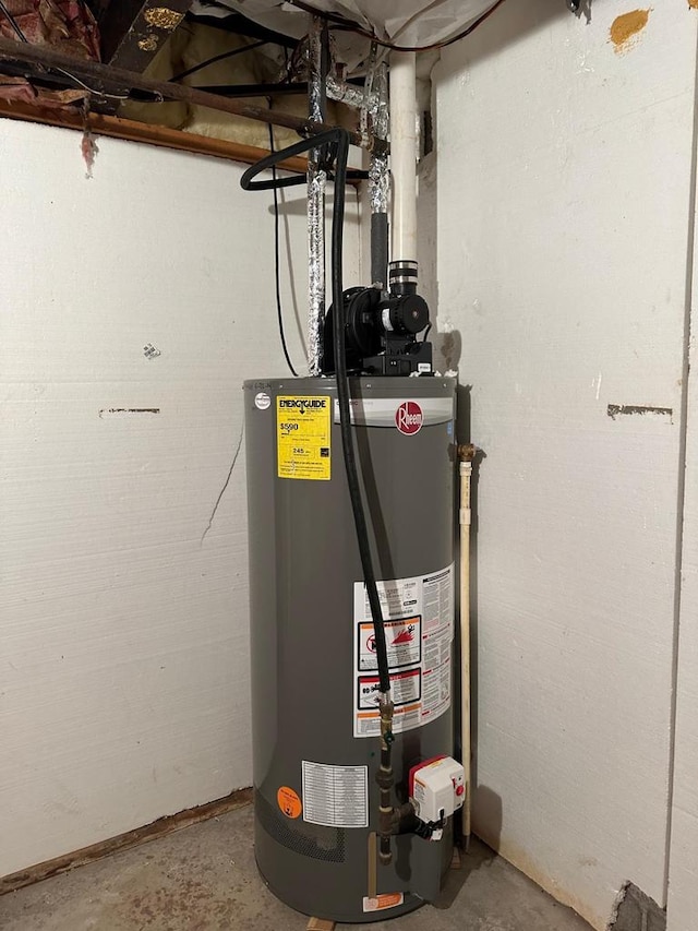 utility room featuring gas water heater