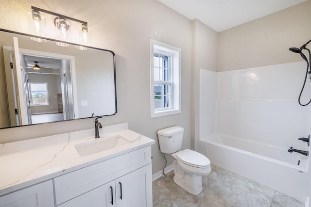 889 Red Hawk Dr, Milton, WI 53563 - bathroom featuring vanity, shower / bath combination, and a ceiling fan