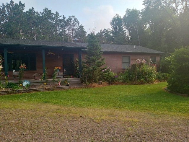 rear view of house with a lawn