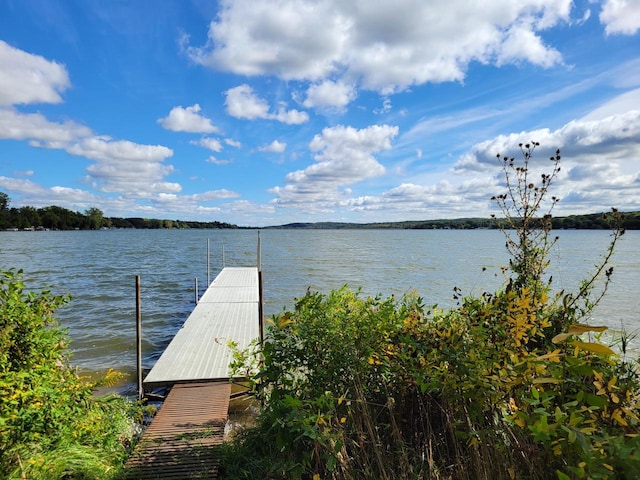 view of dock featuring a water view