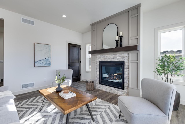 1295 Stonehaven Dr, Sun Prairie, WI 53590 - living area featuring visible vents, recessed lighting, and wood finished floors