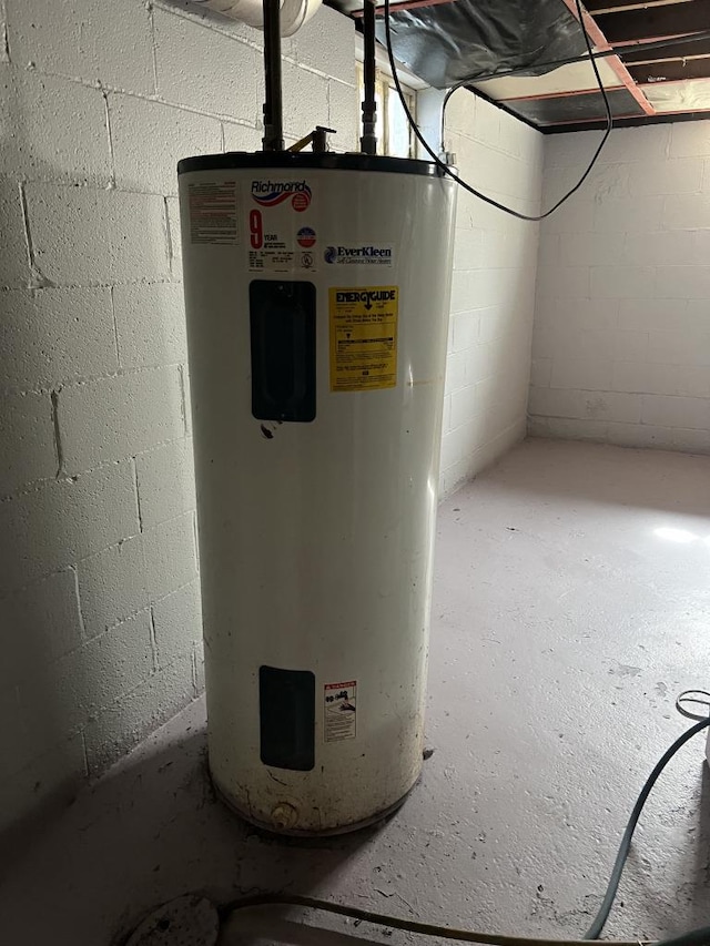 utility room featuring water heater