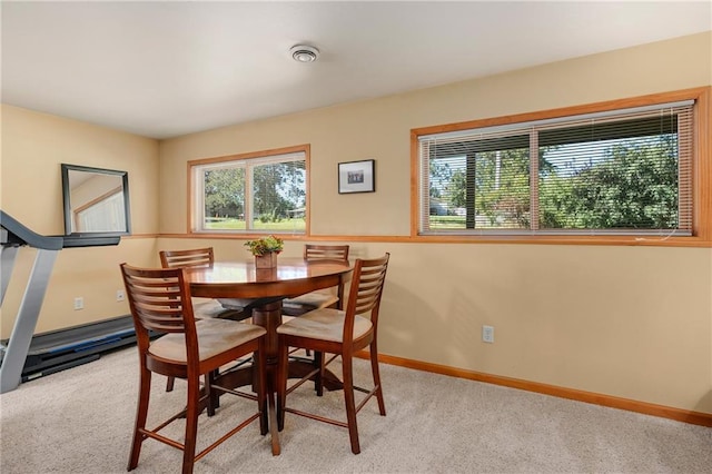 view of carpeted dining room