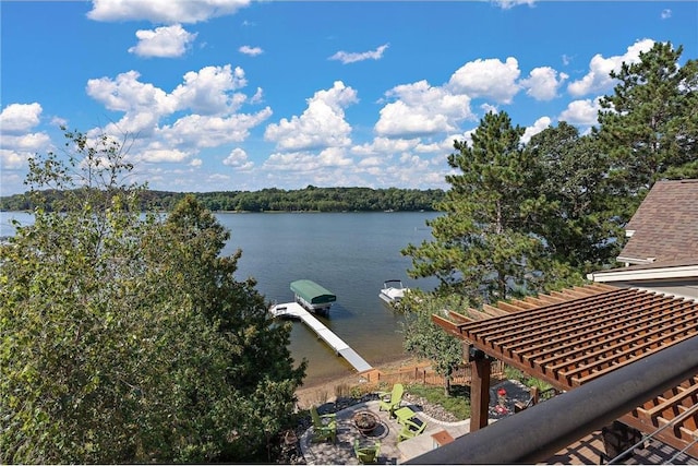 water view with a boat dock