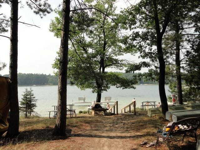 water view featuring a dock