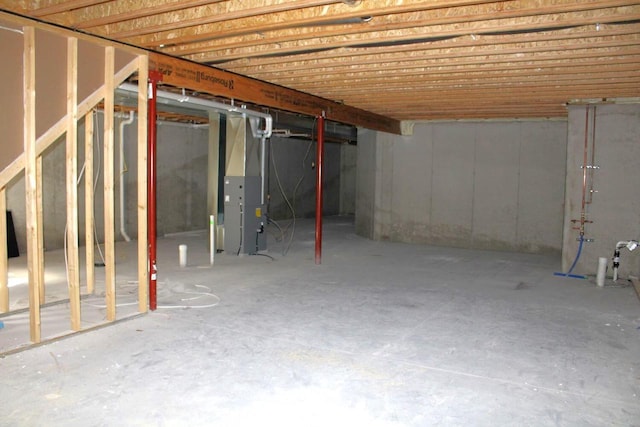 basement with heating unit