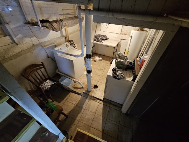 interior space featuring water heater and tile patterned flooring