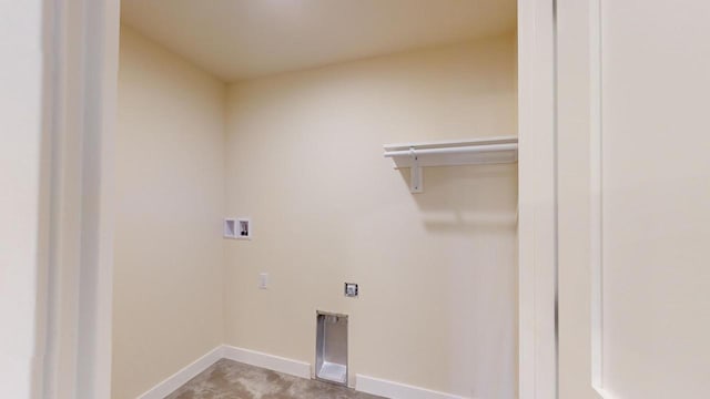 clothes washing area featuring hookup for a washing machine, baseboards, laundry area, and electric dryer hookup