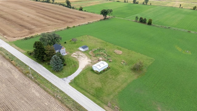 birds eye view of property with a rural view