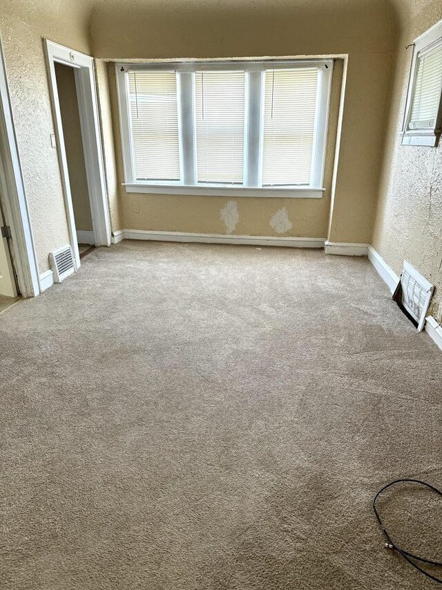 unfurnished bedroom featuring light carpet