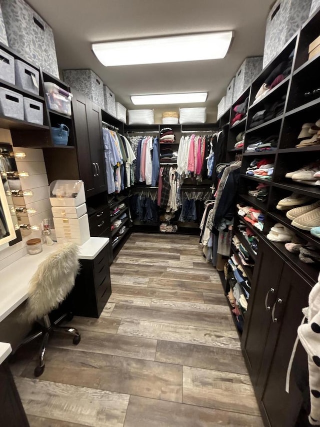 walk in closet featuring light hardwood / wood-style flooring