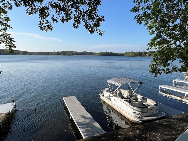 view of dock featuring a water view