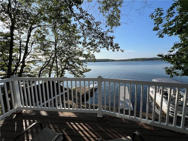 deck with a water view