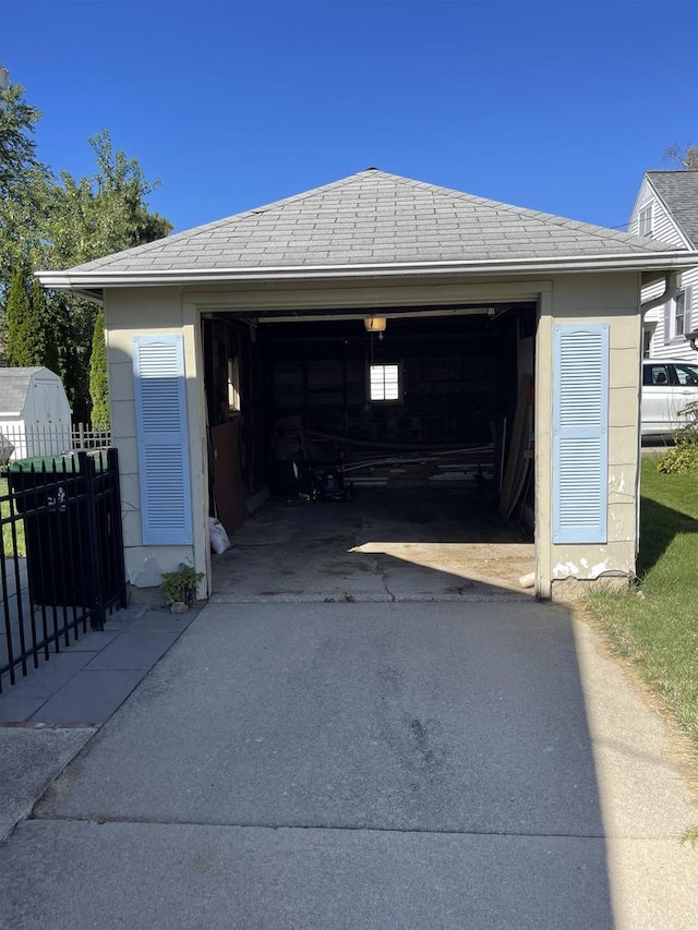 view of garage