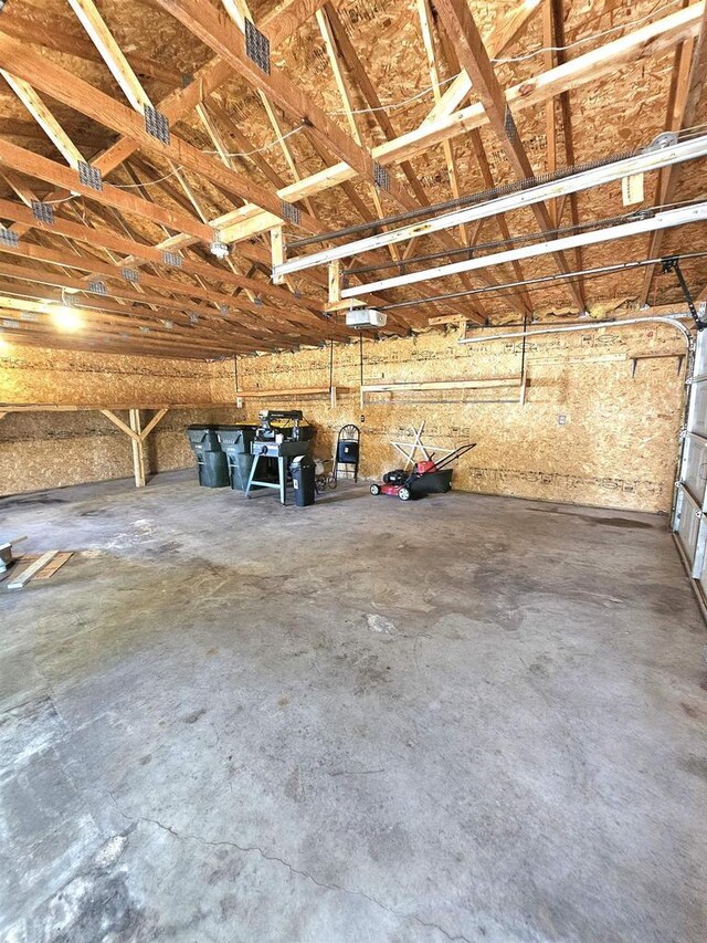 garage with a garage door opener