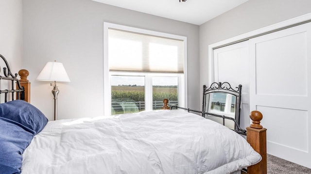 carpeted bedroom featuring a closet