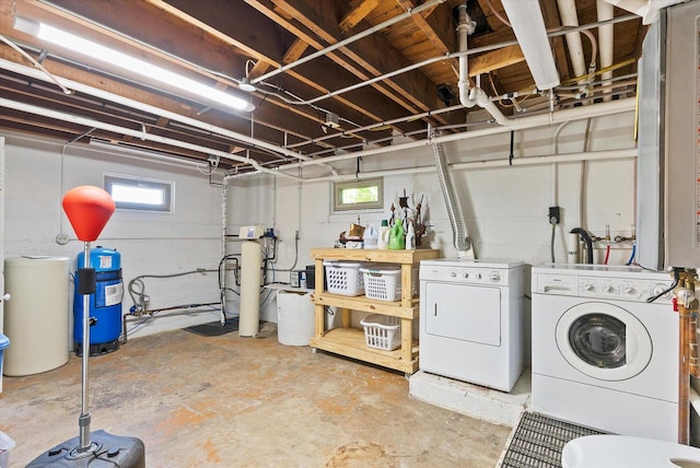 basement with independent washer and dryer