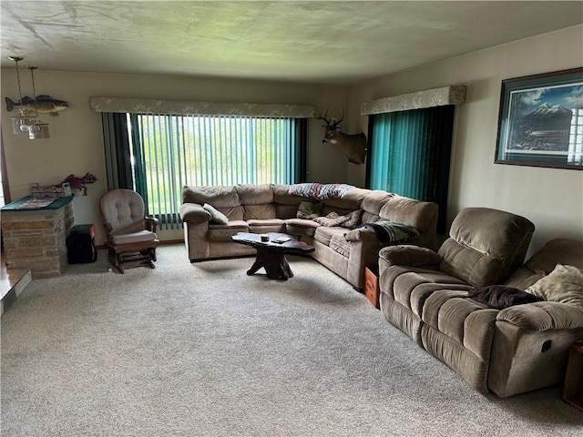 living room with carpet floors