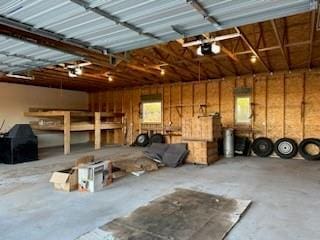 garage with a garage door opener