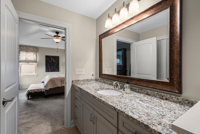 bathroom with vanity and ceiling fan