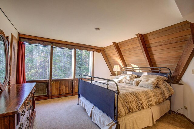 6147 County Rd E, Phelps, WI 54554 - bedroom featuring carpet floors and lofted ceiling with beams