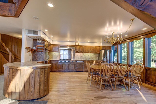 6147 County Rd E, Phelps, WI 54554 - dining space with visible vents, recessed lighting, light wood-style flooring, and a notable chandelier