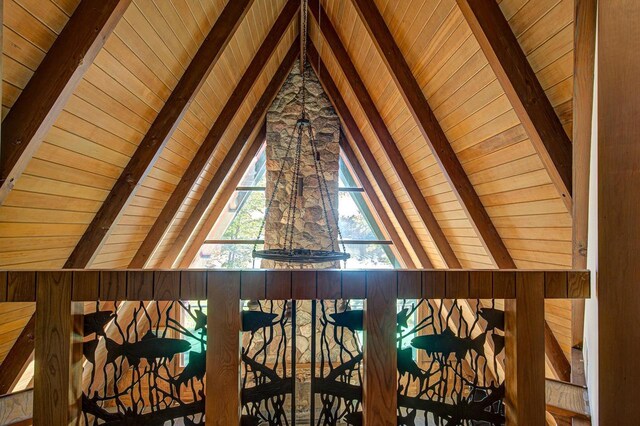 6147 County Rd E, Phelps, WI 54554 - room details with beam ceiling and wooden ceiling
