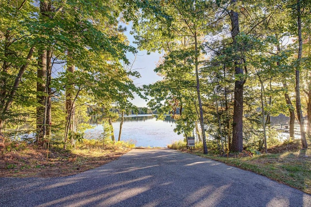 view of road featuring a water view