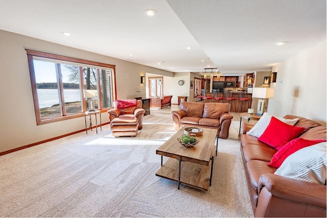 1516 E Orchard Beach Ln, Rice Lake, WI 54868 - living area featuring light colored carpet, healthy amount of natural light, and recessed lighting