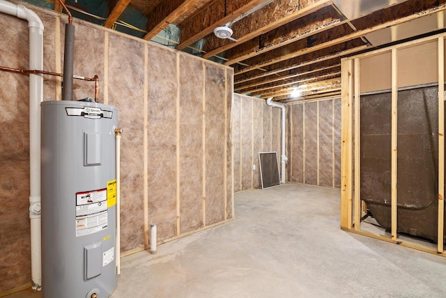 basement featuring electric water heater