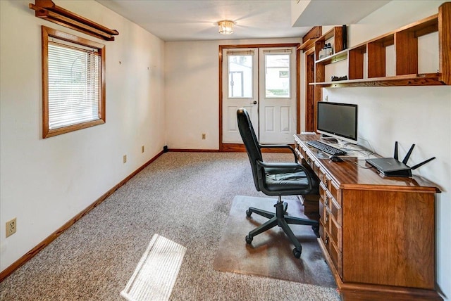 view of carpeted office space