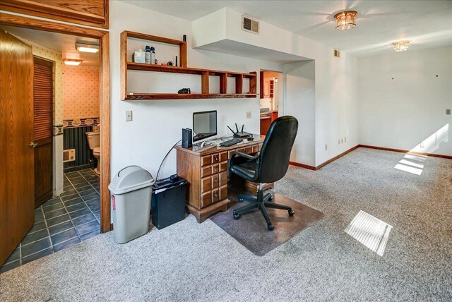2809 Dewey Ct, Middleton, WI 53562 - carpeted office space featuring baseboards, visible vents, and tile patterned floors