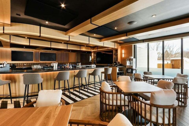 kitchen featuring light parquet flooring