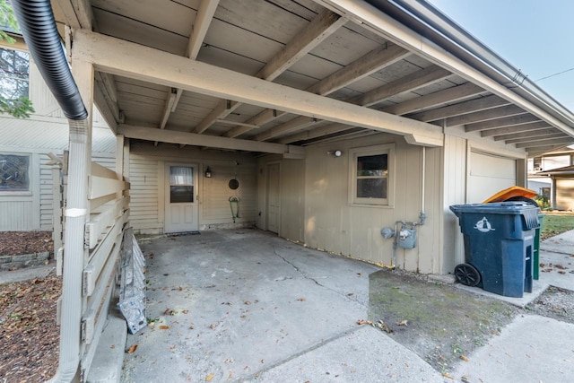 exterior space featuring a carport